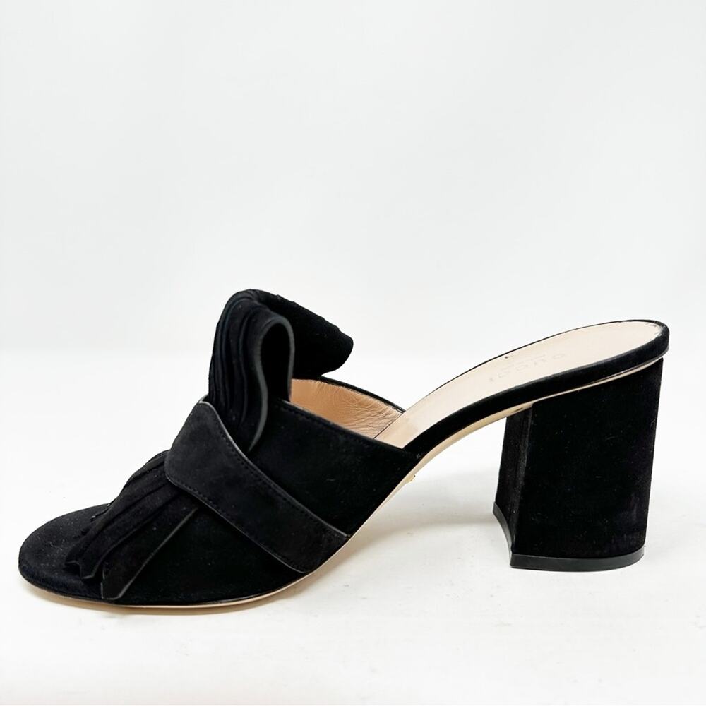 Gucci GG Marmont Black Suede Fringe Mules Sandals Womens Size EU 40 - Picture 5 of 11